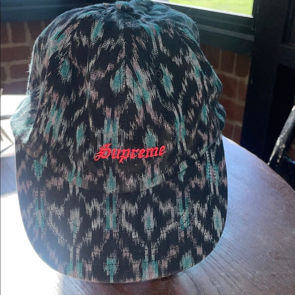 Supreme Ikat 6-Panel 'Black'  hat, red font - Picture 1 of 4